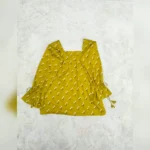 Mustard and white floral kurti skirt two-piece set